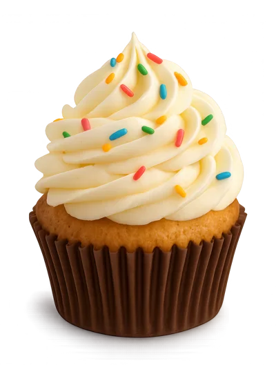 Single Vanilla Cupcake With Sprinkles In Brown Liner