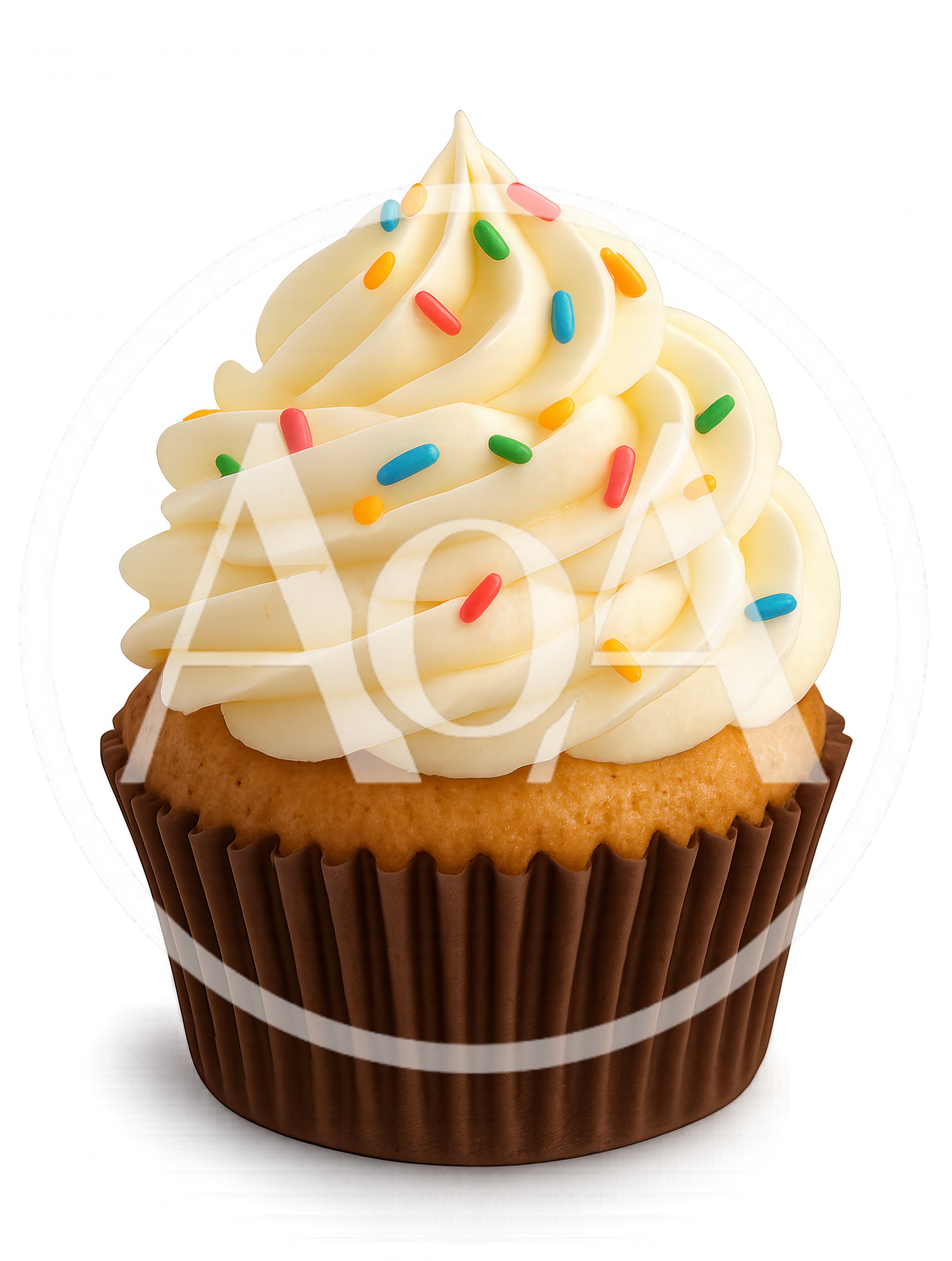 Single Vanilla Cupcake With Sprinkles In Brown Liner