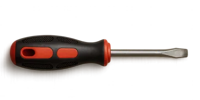 Flat Head Screwdriver With Ergonomic Black And Red Handle
