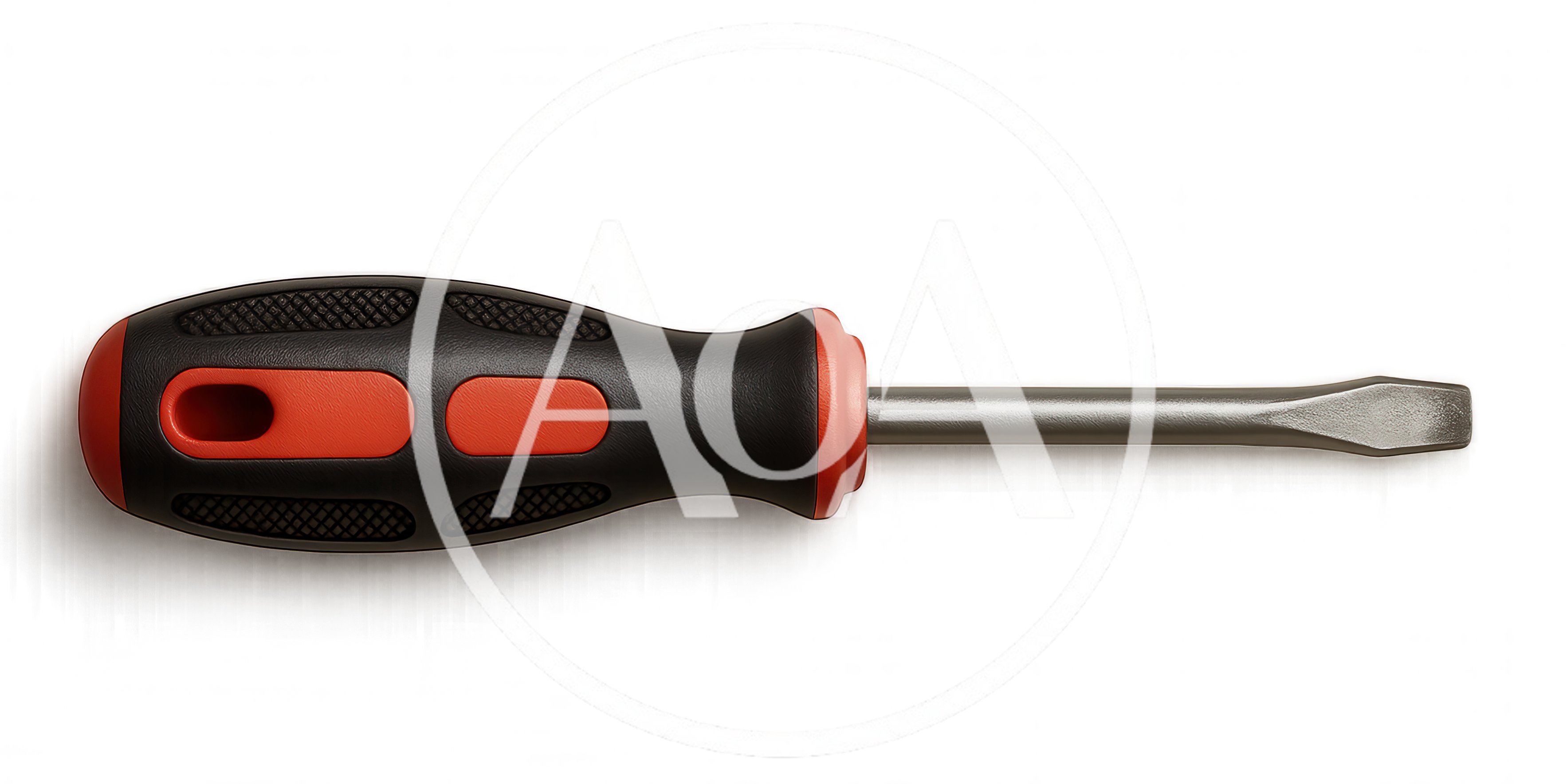 Flat Head Screwdriver With Ergonomic Black And Red Handle