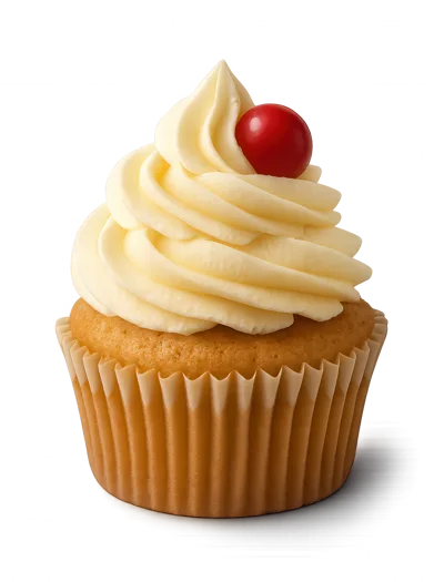Single Vanilla Cupcake With Red Cherry Topping