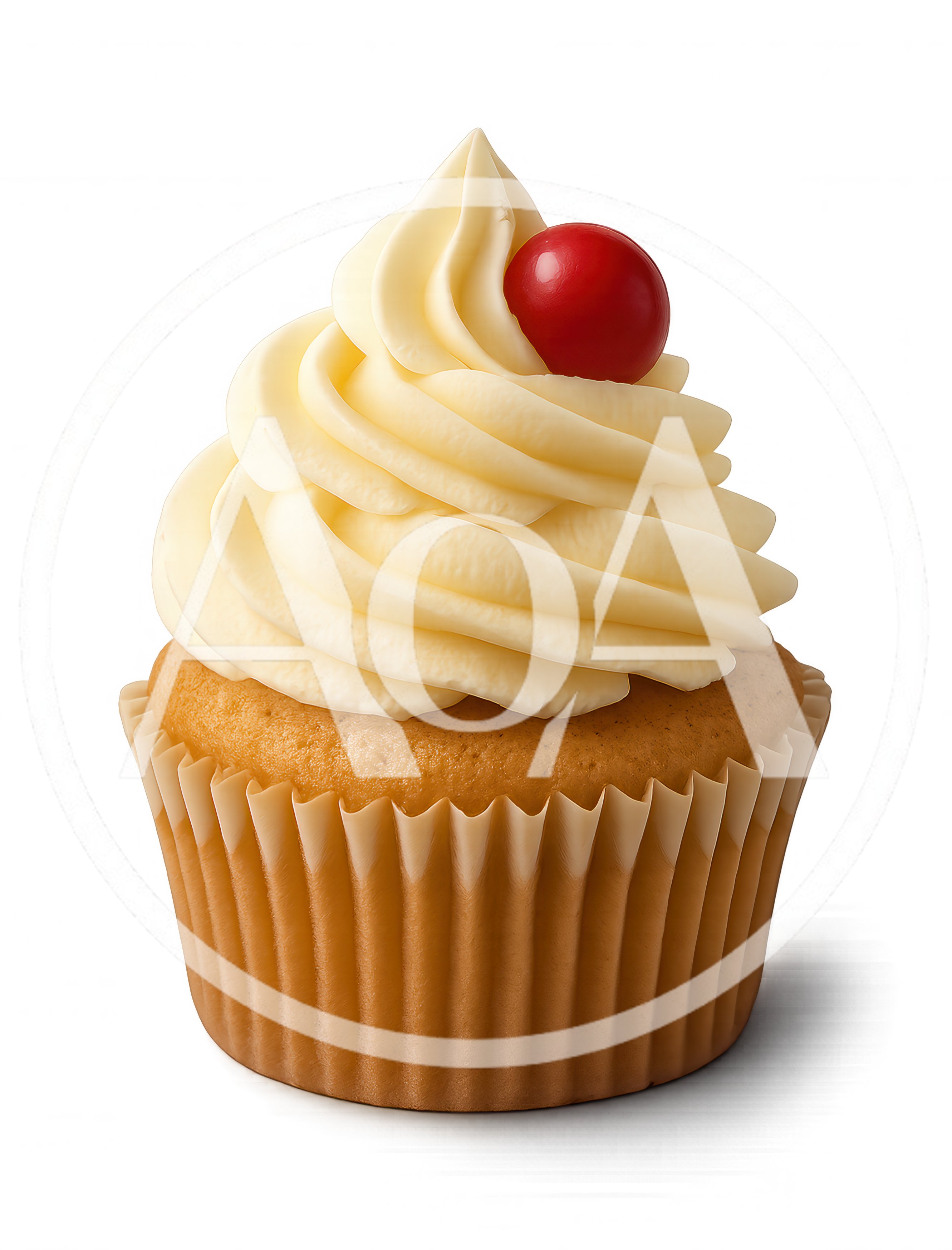 Single Vanilla Cupcake With Red Cherry Topping