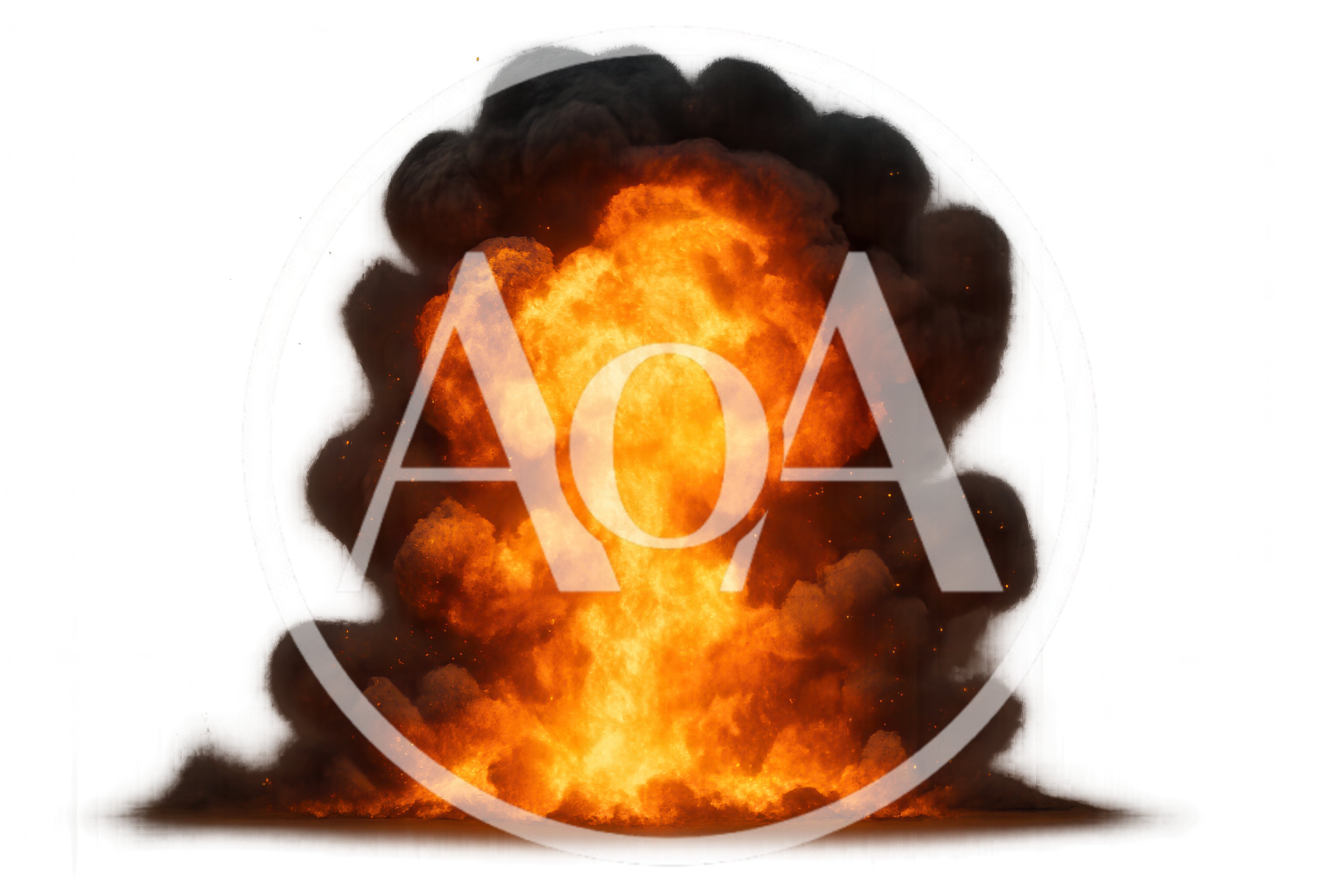 Large Fiery Explosion With Thick Black Smoke Clouds