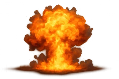 Massive Mushroom Cloud Explosion With Intense Fire And Smoke