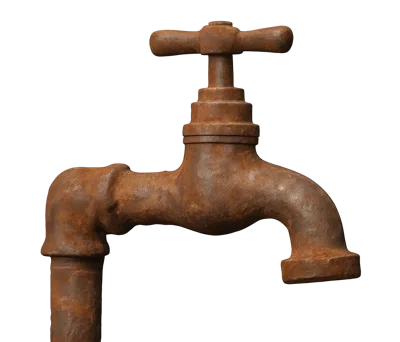 Old Rusty Metal Water Faucet Isolated On Black
