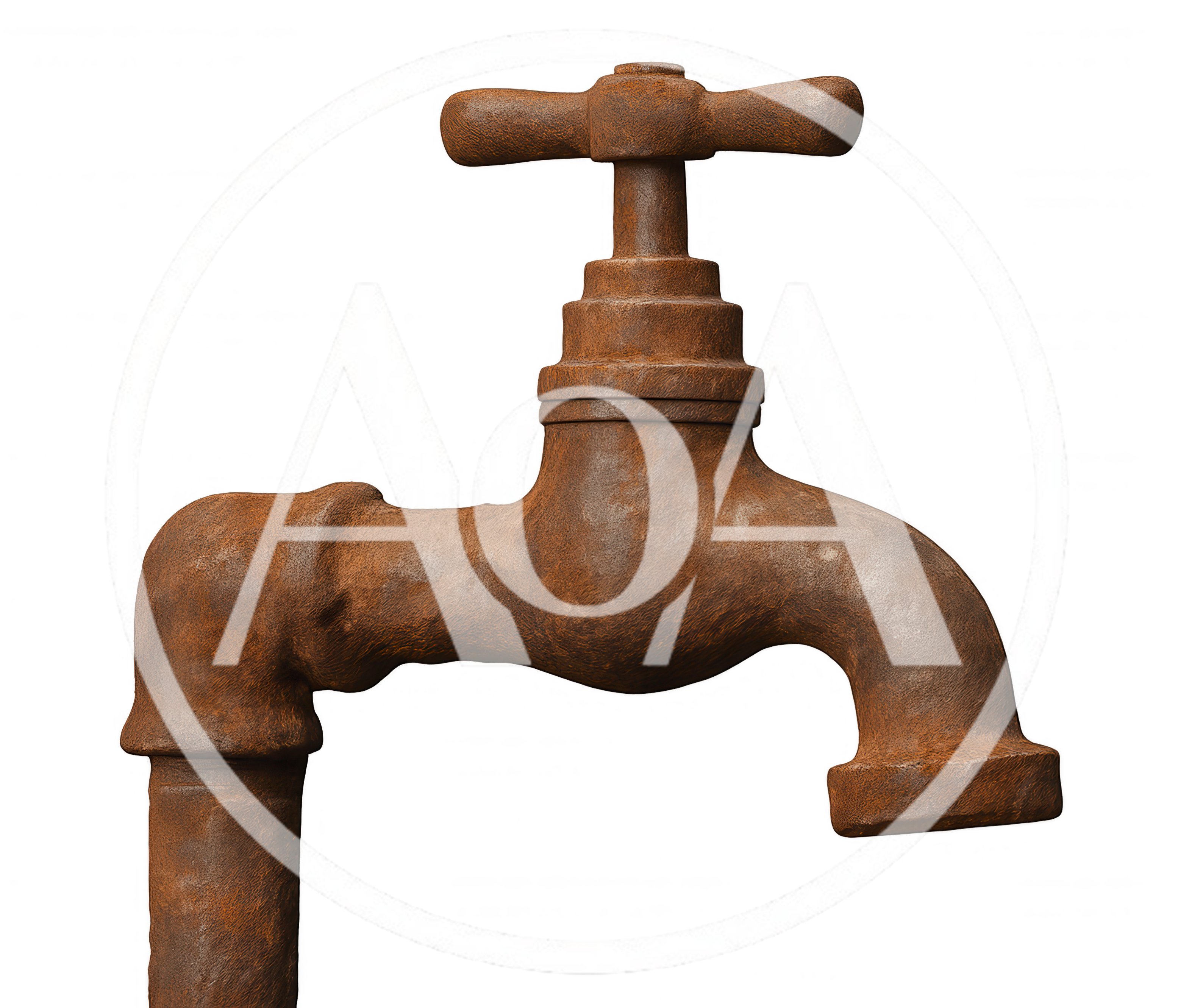 Old Rusty Metal Water Faucet Isolated On Black