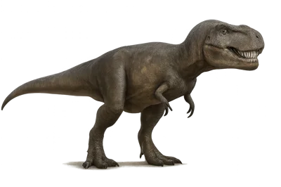 Realistic Tyrannosaurus Rex Dinosaur Standing On White Background