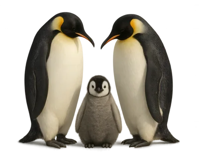 Emperor Penguin Family Standing Together