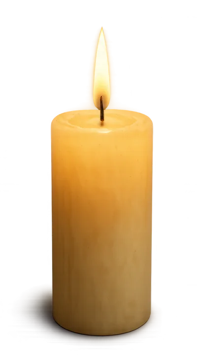Lit Pillar Candle Isolated On White Background