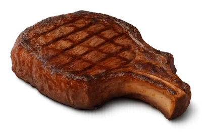Grilled Bone In Ribeye Steak On Black Background