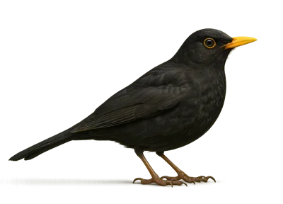 Common Blackbird Standing Isolated On White Background