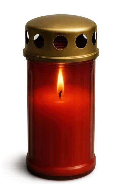 Red Memorial Candle With Burning Flame