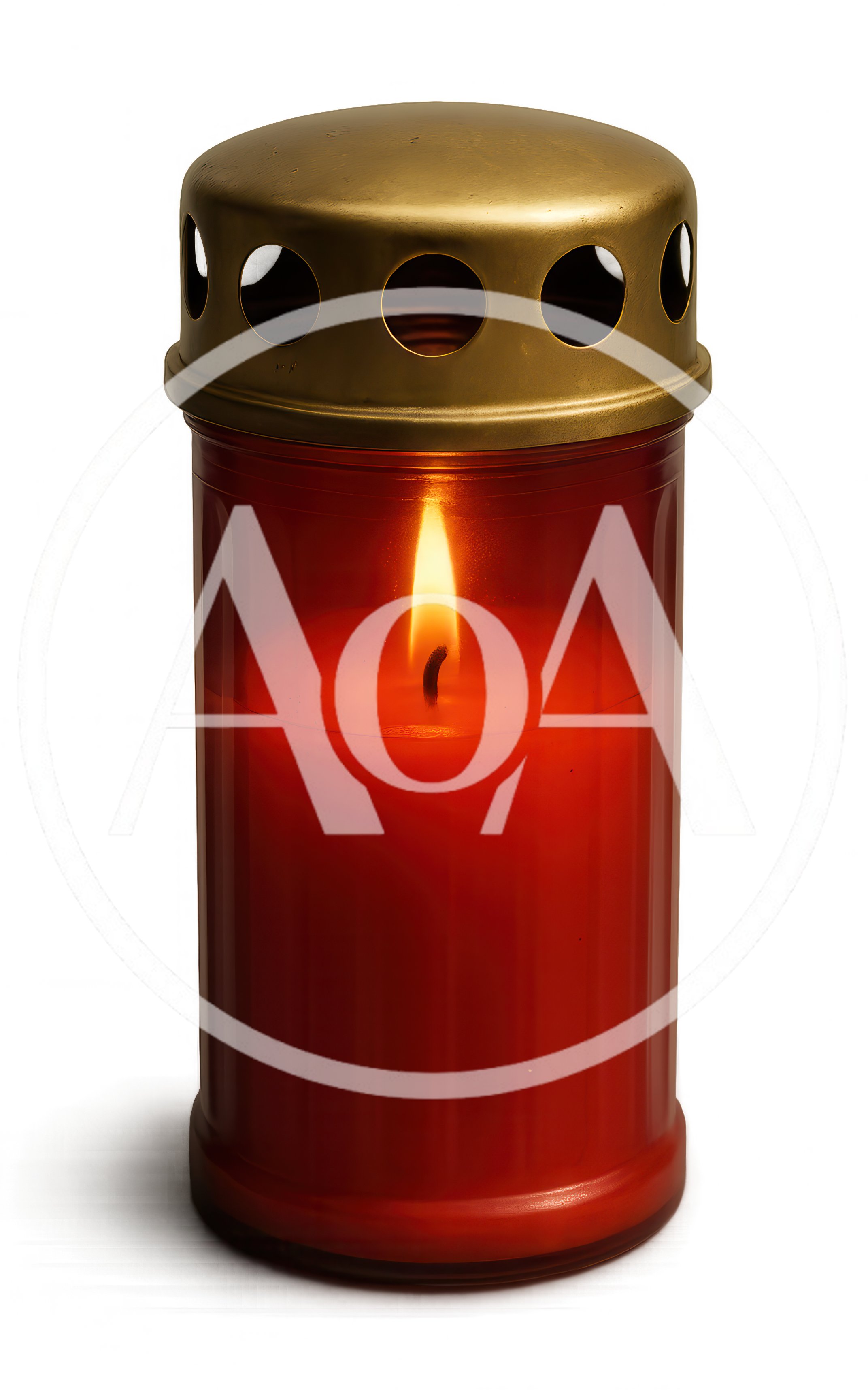 Red Memorial Candle With Burning Flame