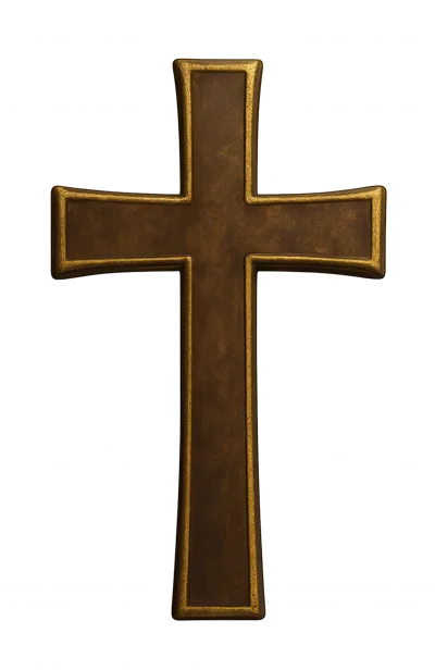 Ornate Bronze Christian Cross Isolated On White Background