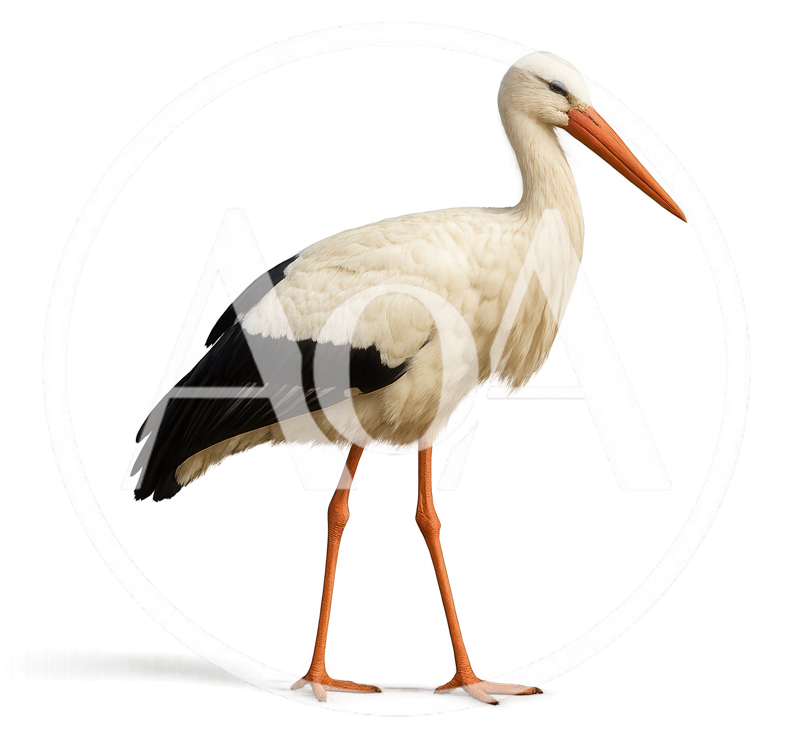 Full Body Portrait Of A White Stork