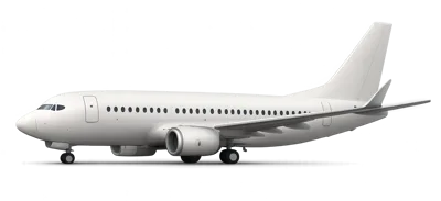 White Commercial Passenger Airplane Isolated On White Background