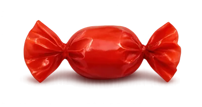 Single Red Wrapped Candy Isolated On White Background