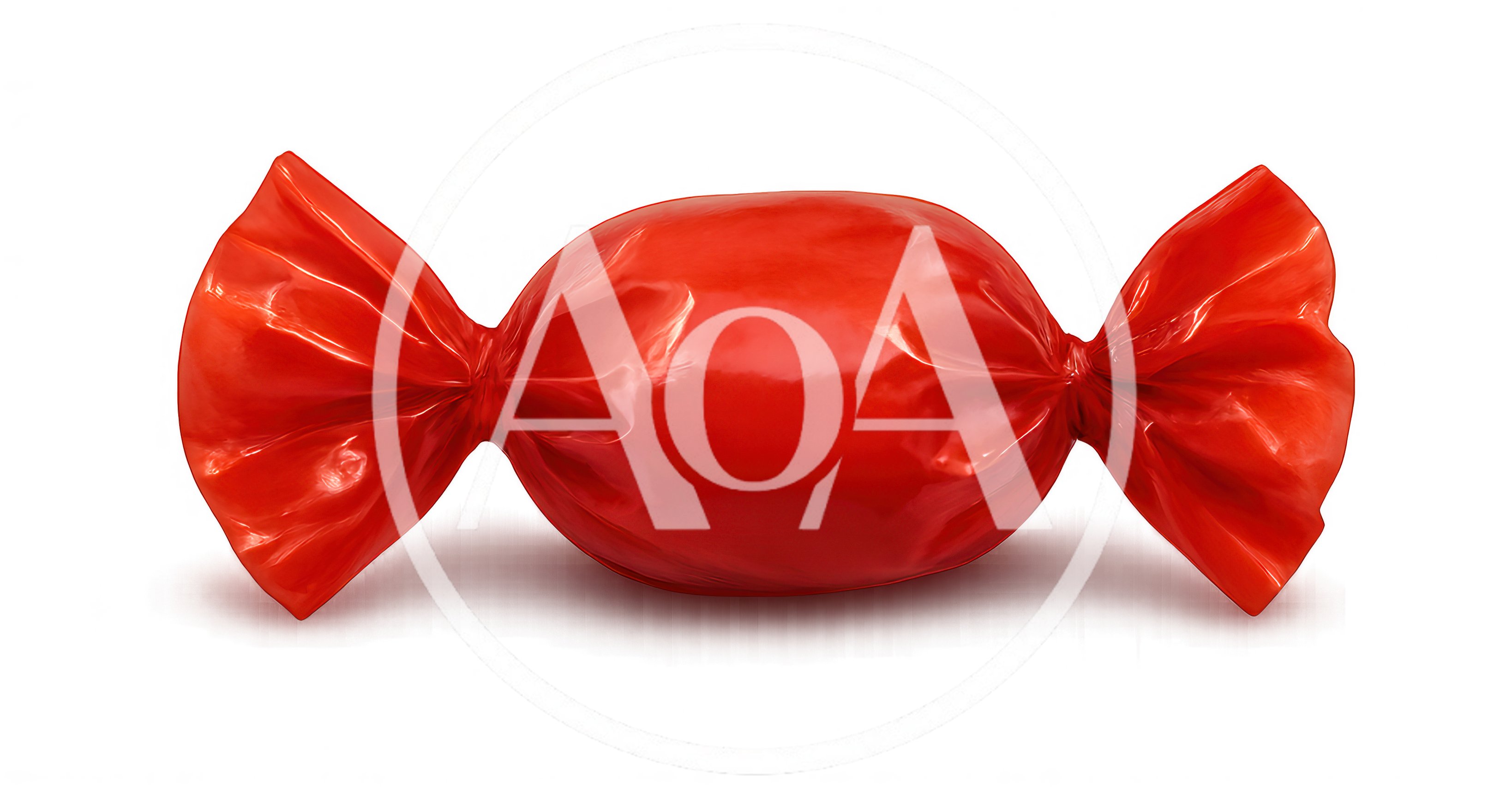 Single Red Wrapped Candy Isolated On White Background