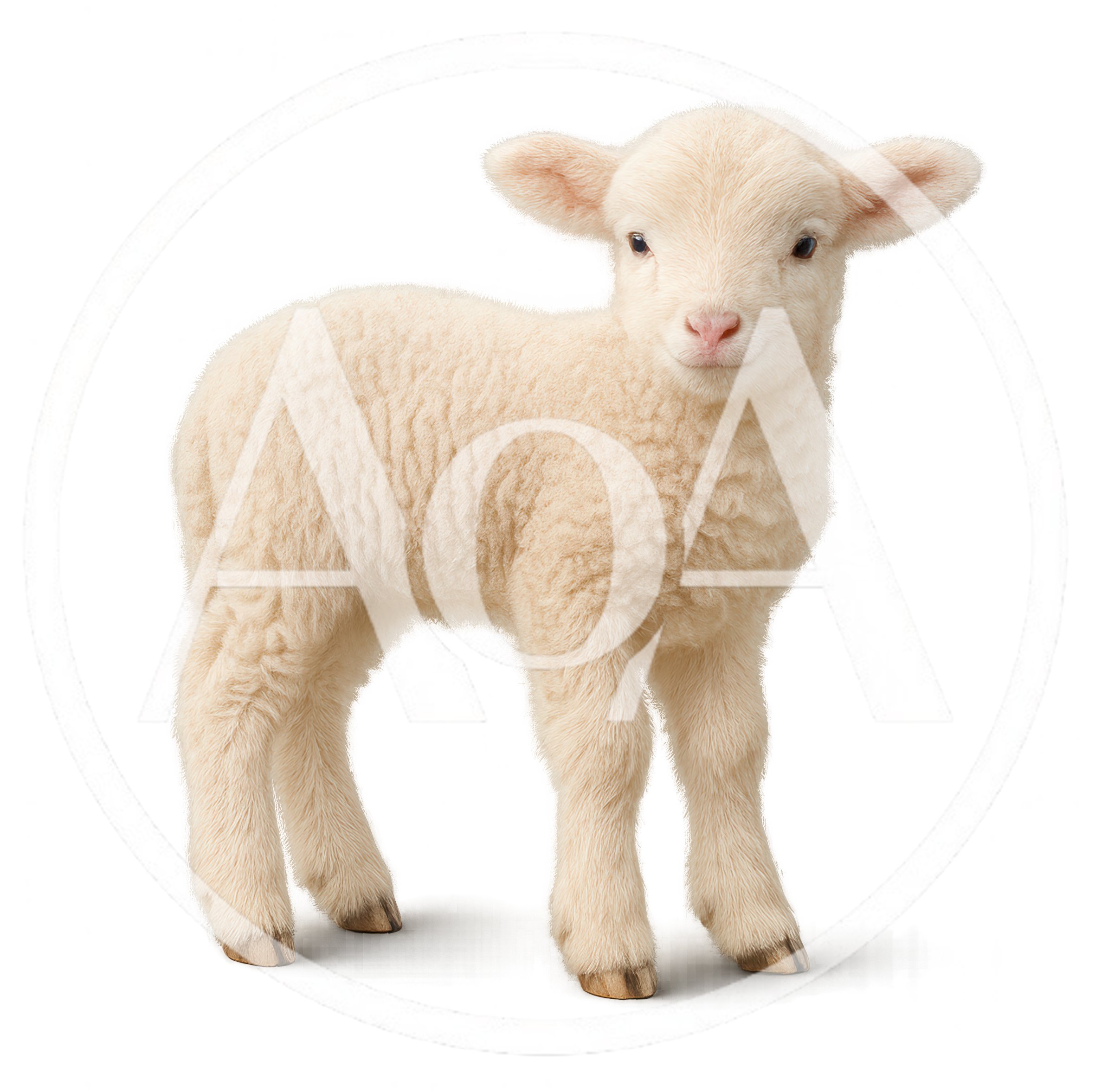 Adorable Fluffy White Lamb Standing Isolated