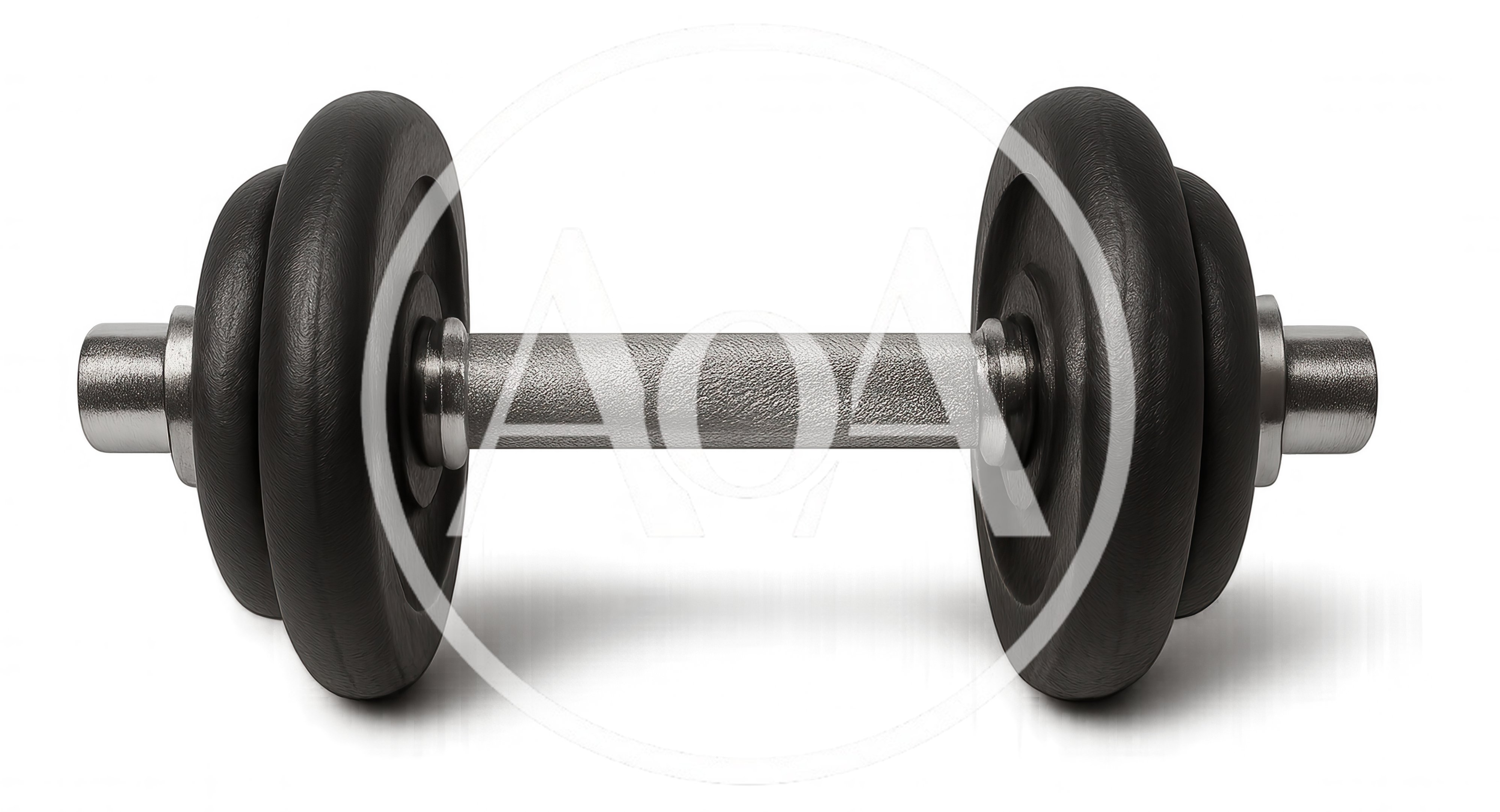 Black Rubber Dumbbell Isolated On Dark Background