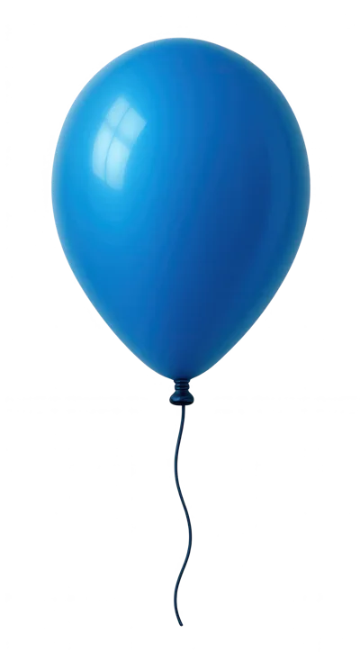 Single Blue Balloon Floating Against White Background