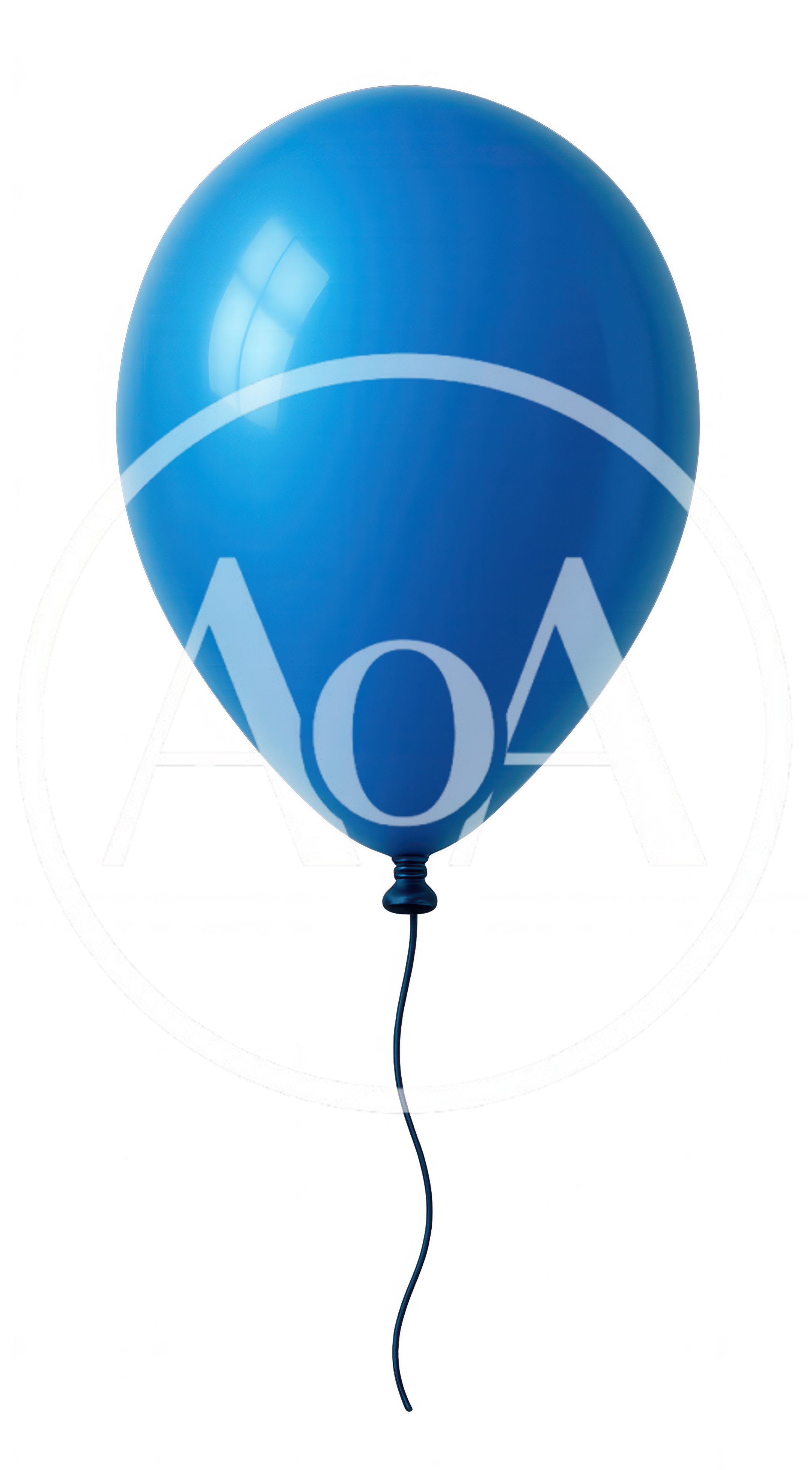 Single Blue Balloon Floating Against White Background