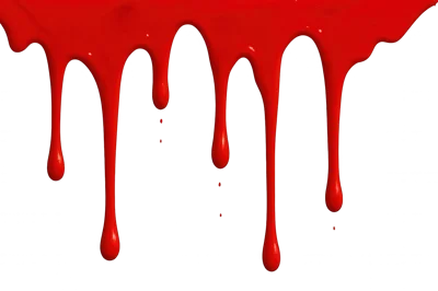Red Paint Dripping Down On White Background