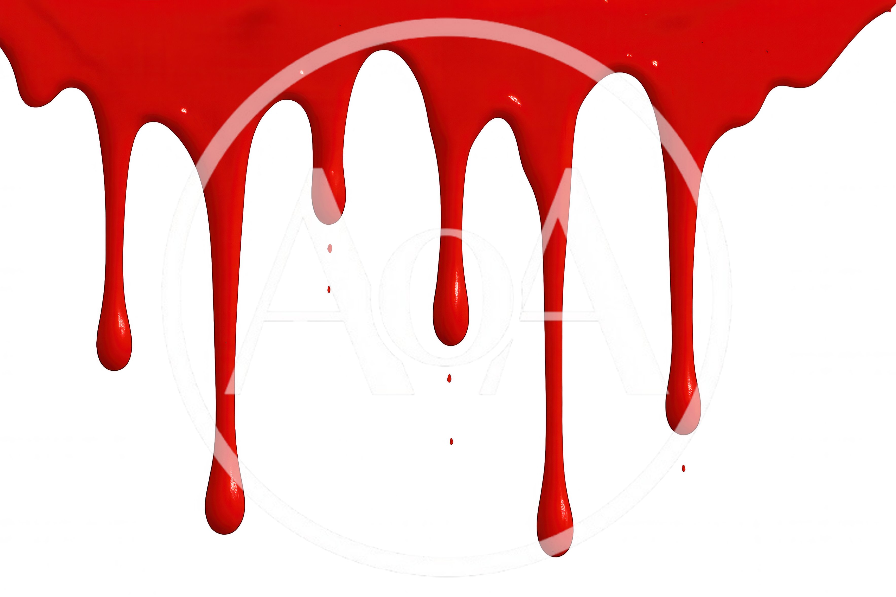 Red Paint Dripping Down On White Background