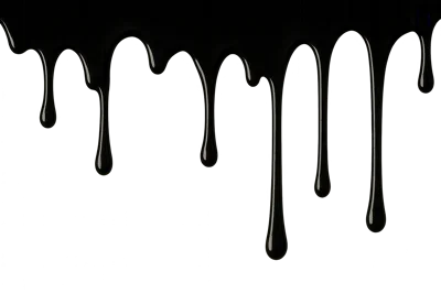 Black Liquid Drips Down Against A White Background