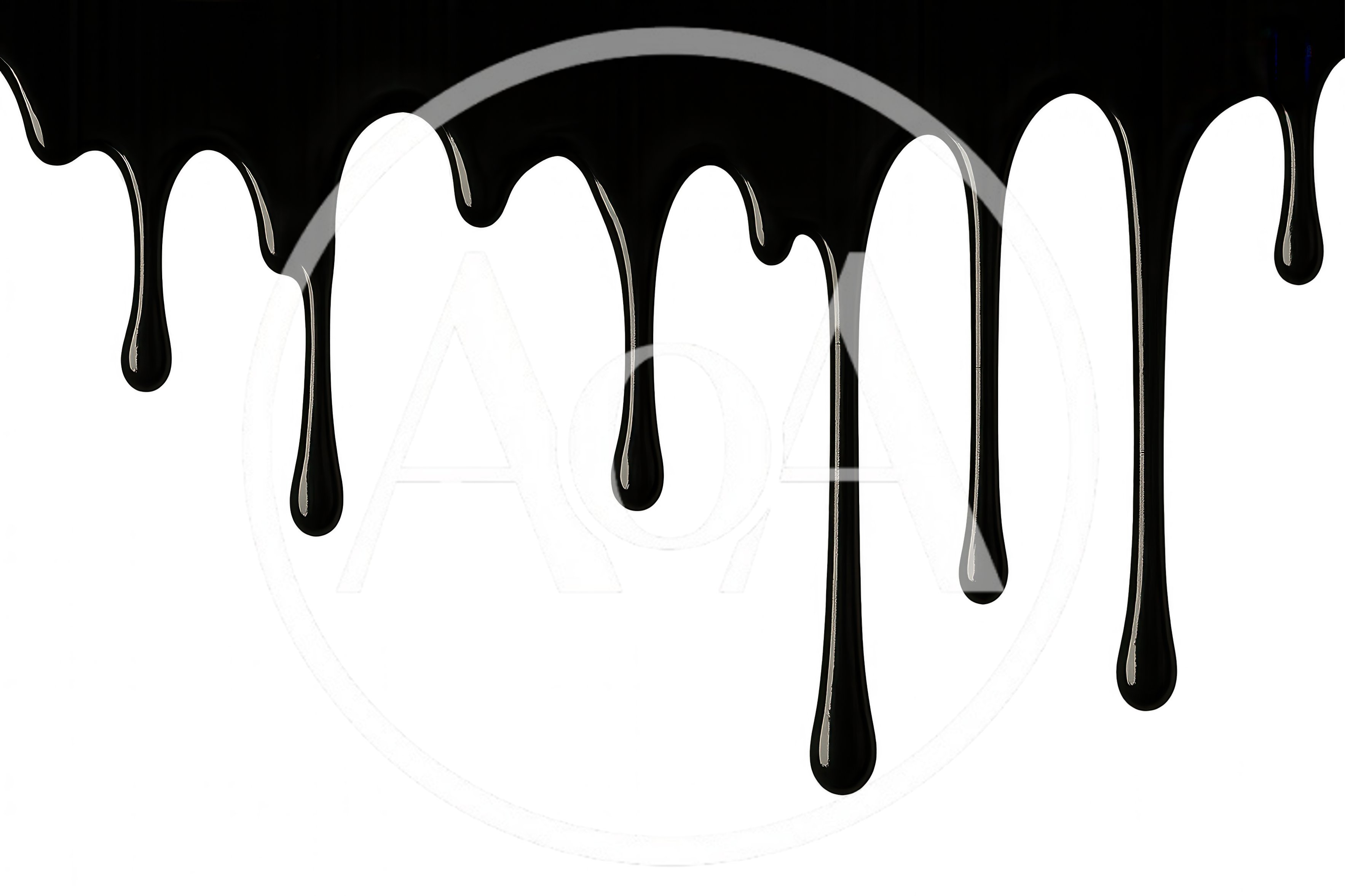Black Liquid Drips Down Against A White Background