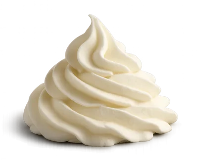Swirl Of Fresh Whipped Cream On White Background