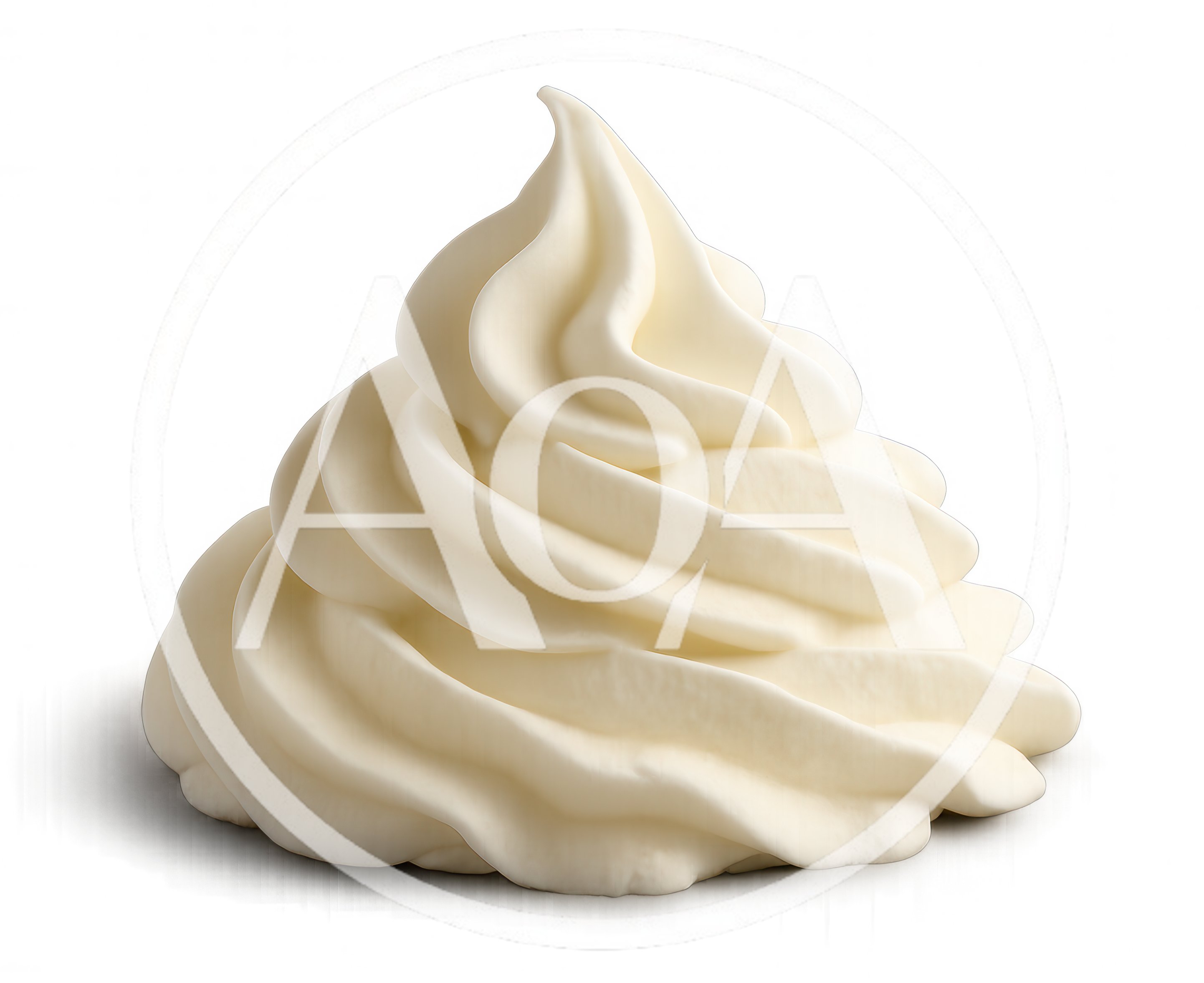 Swirl Of Fresh Whipped Cream On White Background