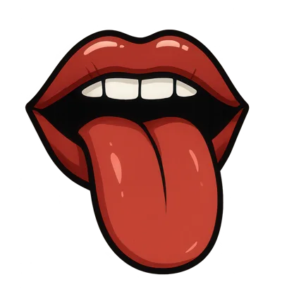 Cartoon Illustration Of Red Lips With Tongue Out