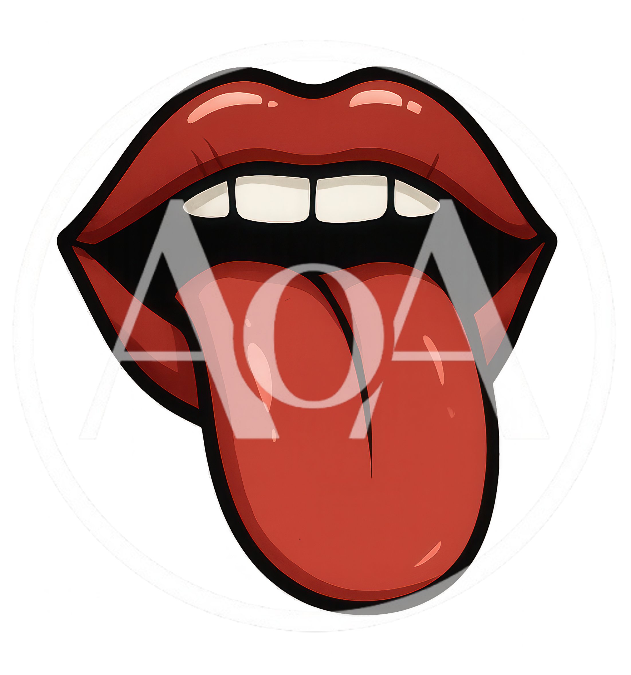 Cartoon Illustration Of Red Lips With Tongue Out