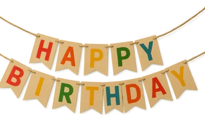 Happy Birthday Banner Hanging On A String