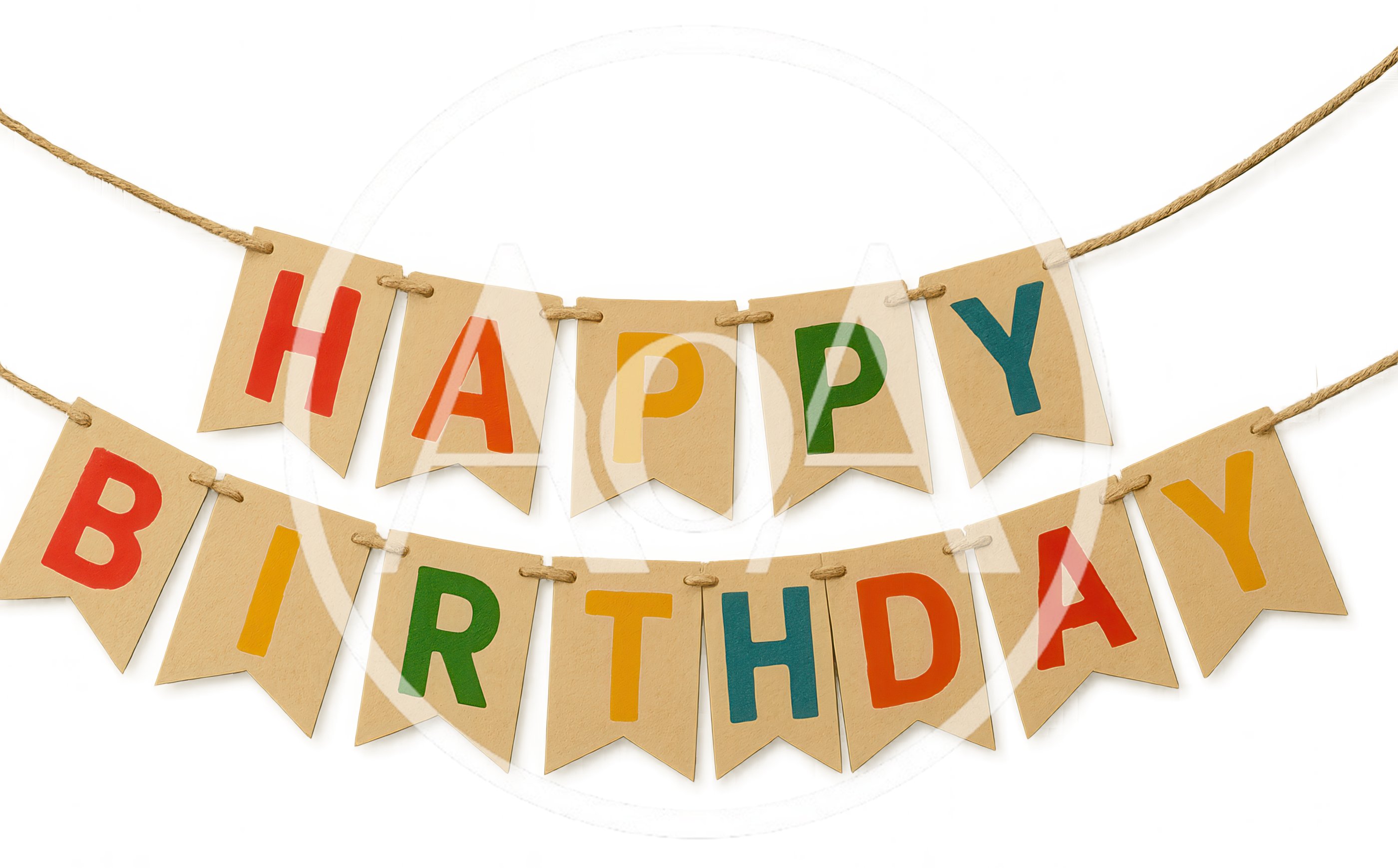 Happy Birthday Banner Hanging On A String