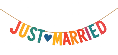 Just Married Colorful Hanging Letter Banner