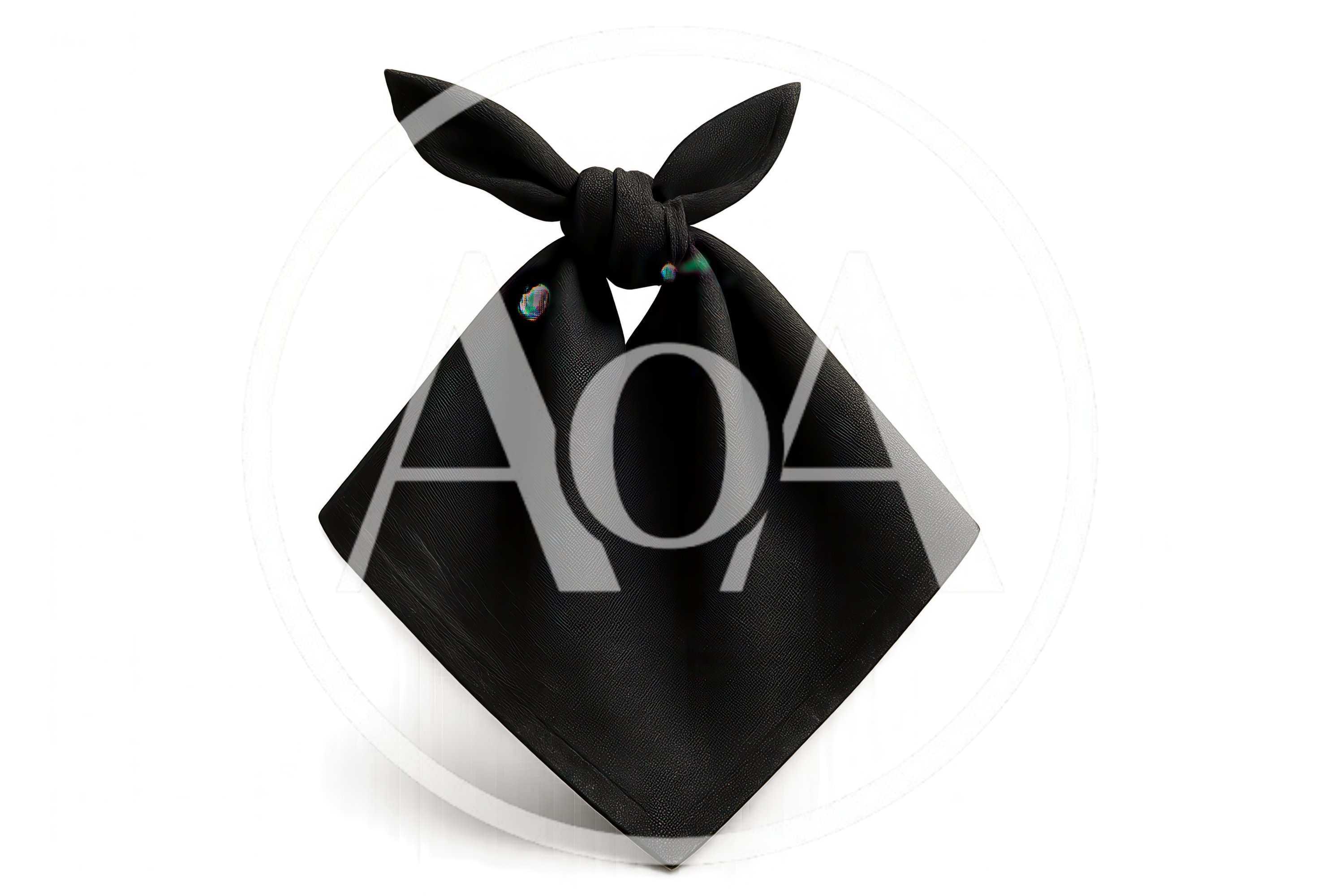 Black Silk Scarf Tied In A Decorative Knot