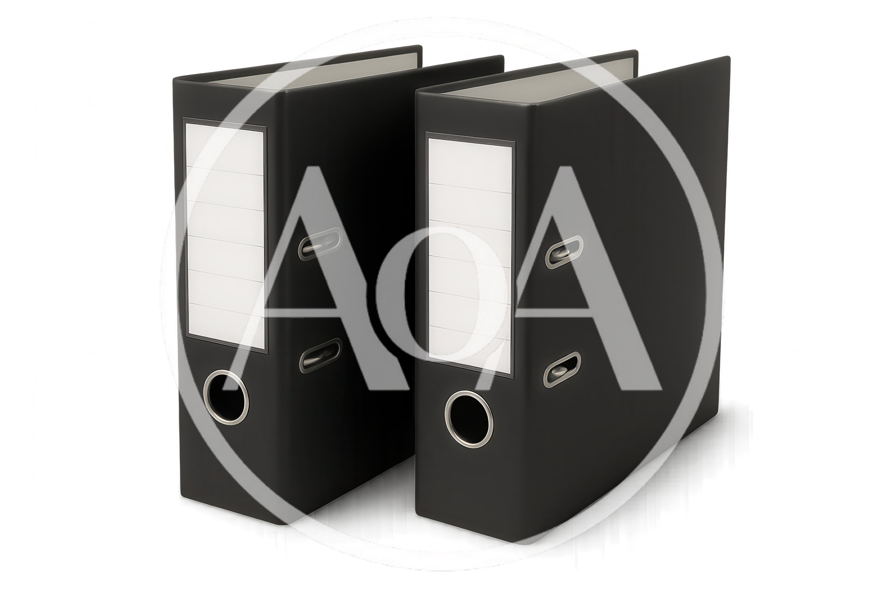 Two Black Office Ring Binders Standing Upright