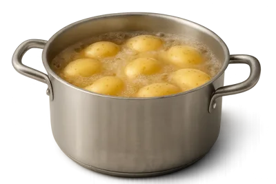 Potatoes Boiling In A Stainless Steel Pot