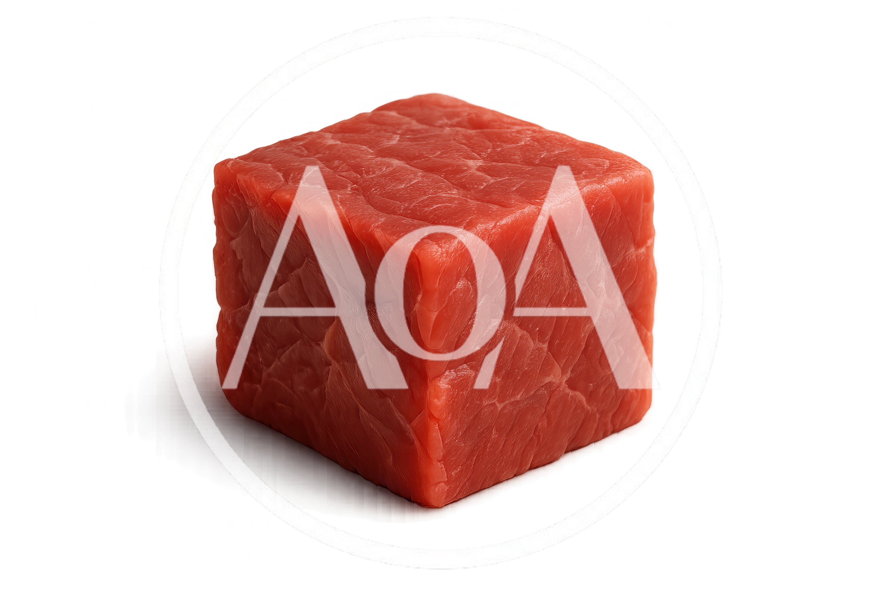Single Raw Beef Cube Isolated On Dark Background