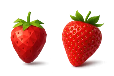 Low Poly And Realistic Strawberry Comparison