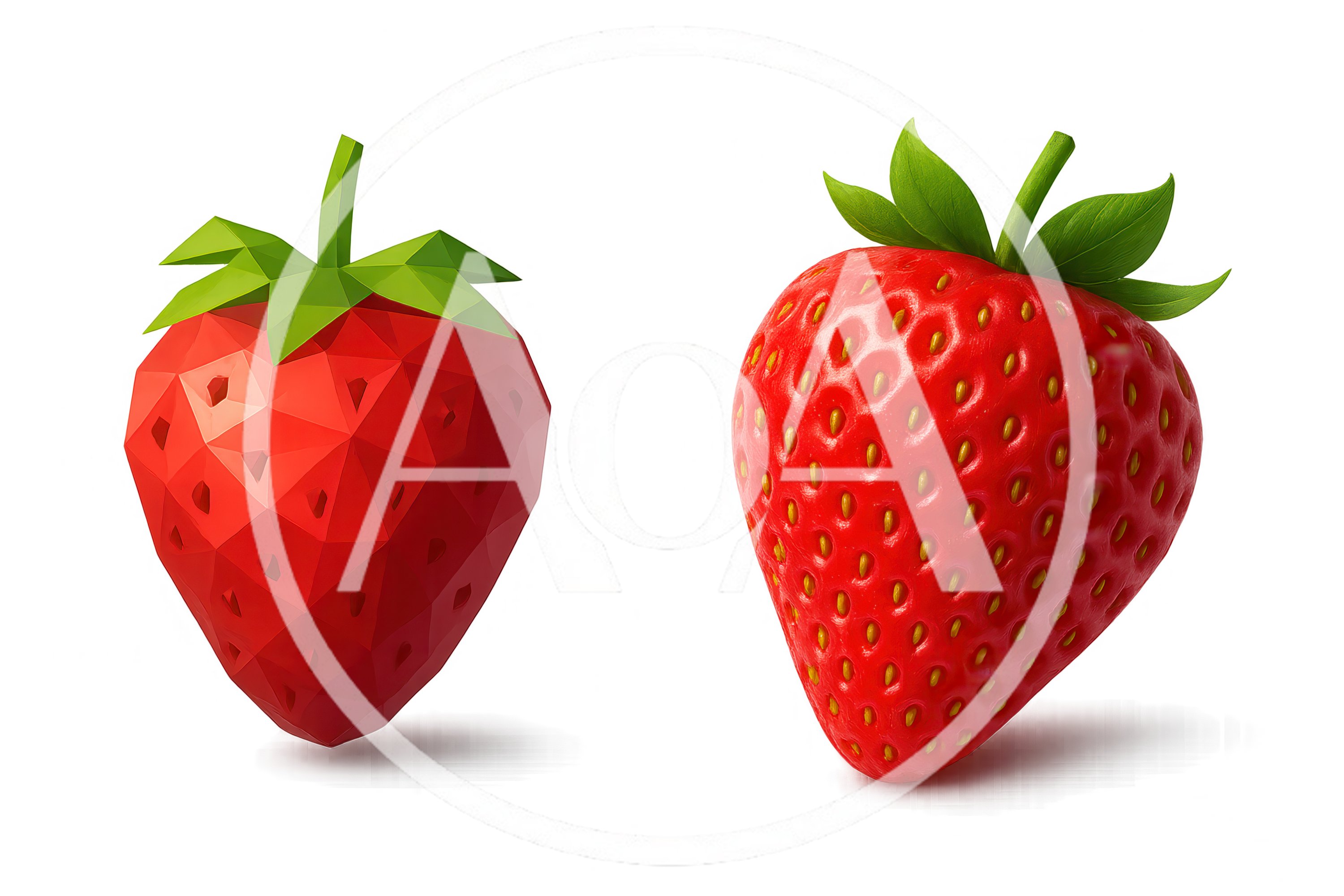 Low Poly And Realistic Strawberry Comparison