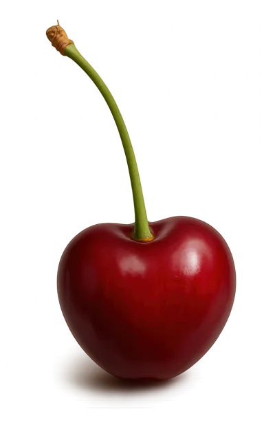 Single Fresh Red Cherry With Stem
