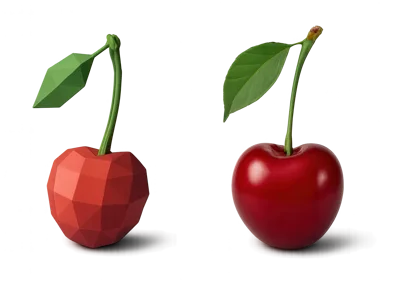 Low Poly And Realistic Cherry Comparison