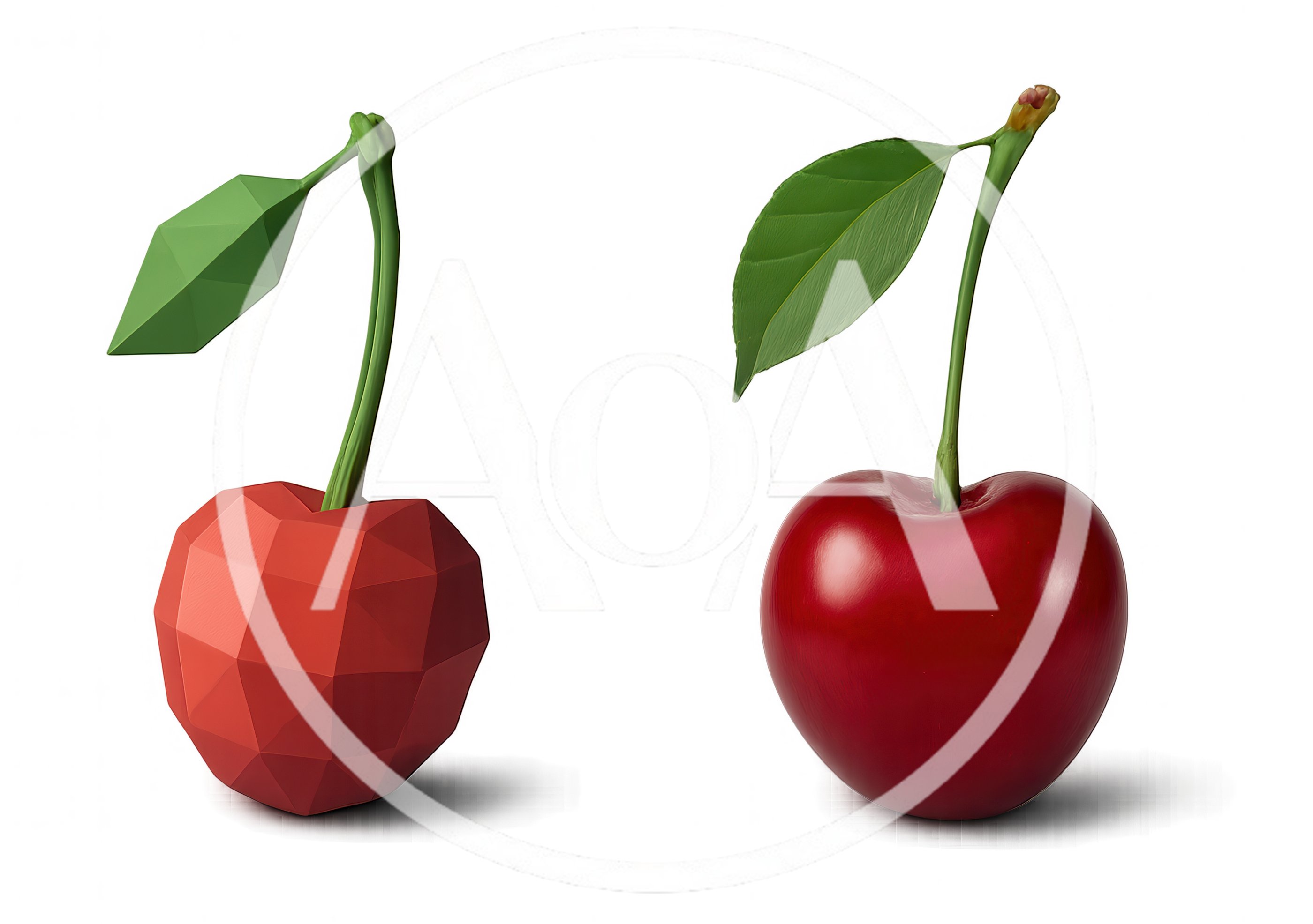 Low Poly And Realistic Cherry Comparison