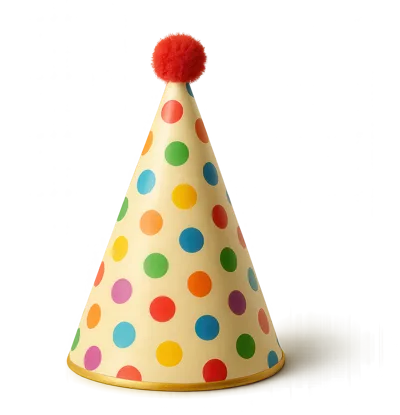 Polka Dot Party Hat With Red Pom Pom