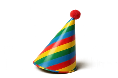 Colorful Striped Party Hat With Red Pom Pom
