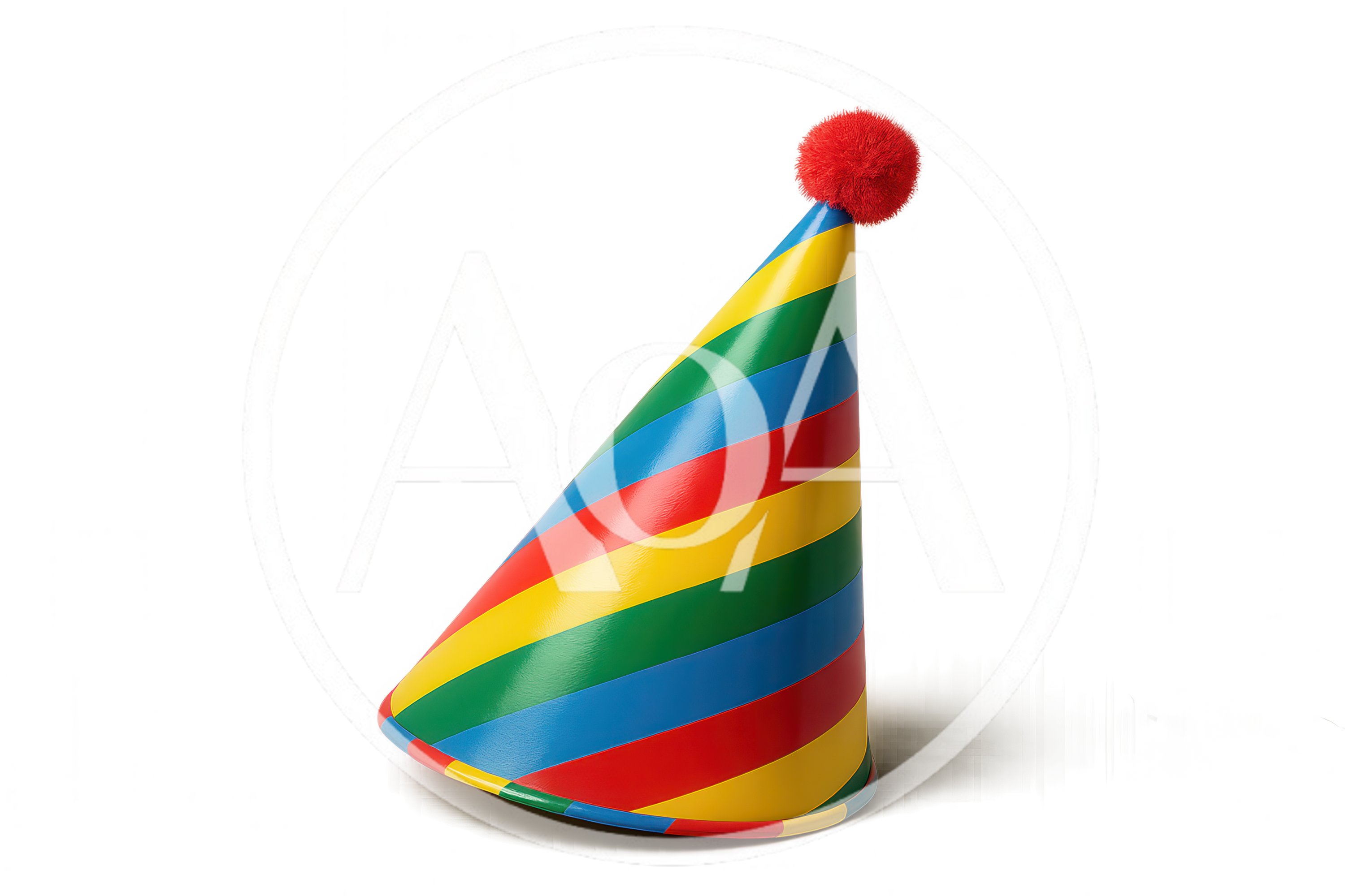 Colorful Striped Party Hat With Red Pom Pom