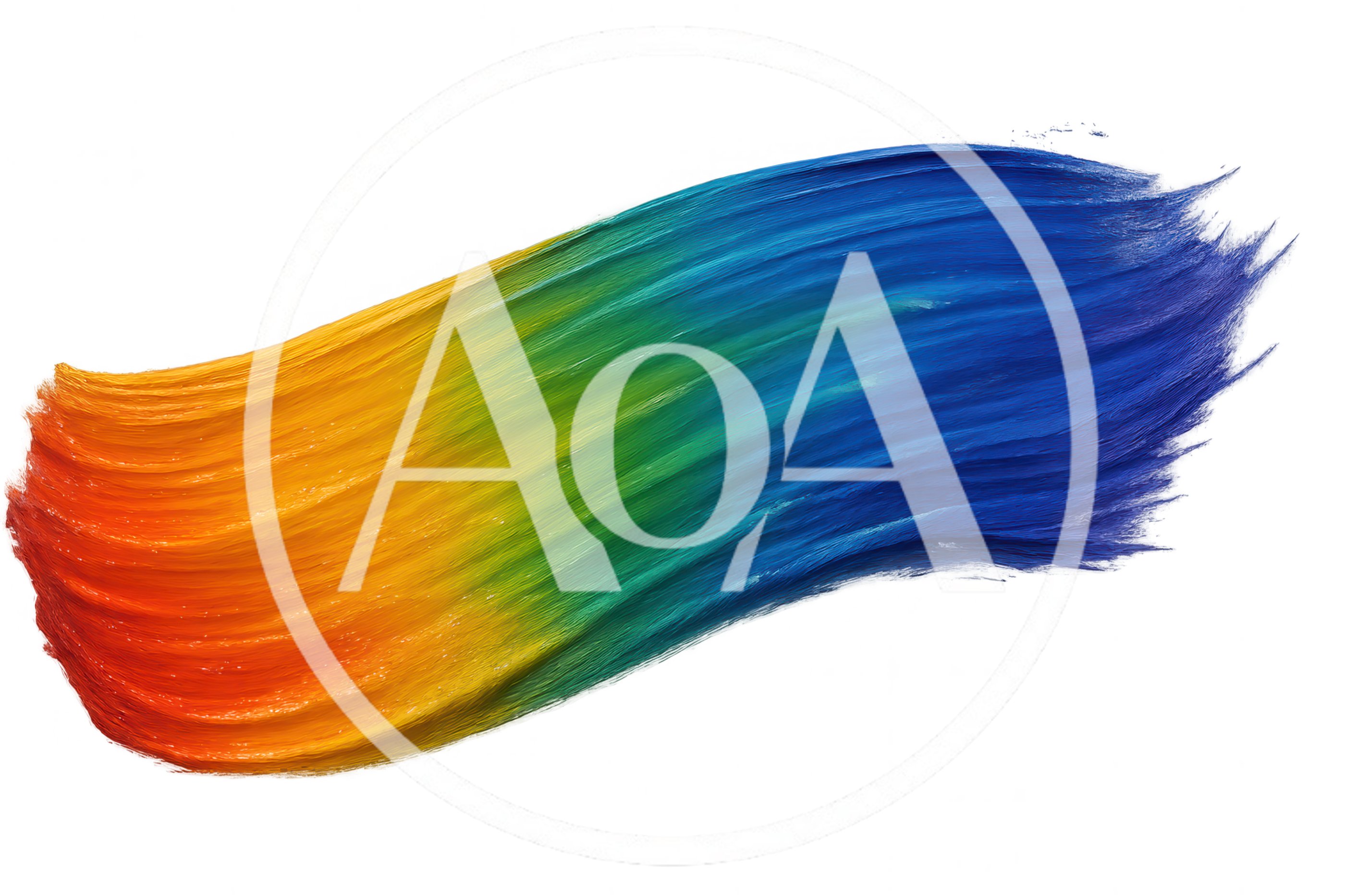 Rainbow Gradient Paint Brush Stroke On White Background